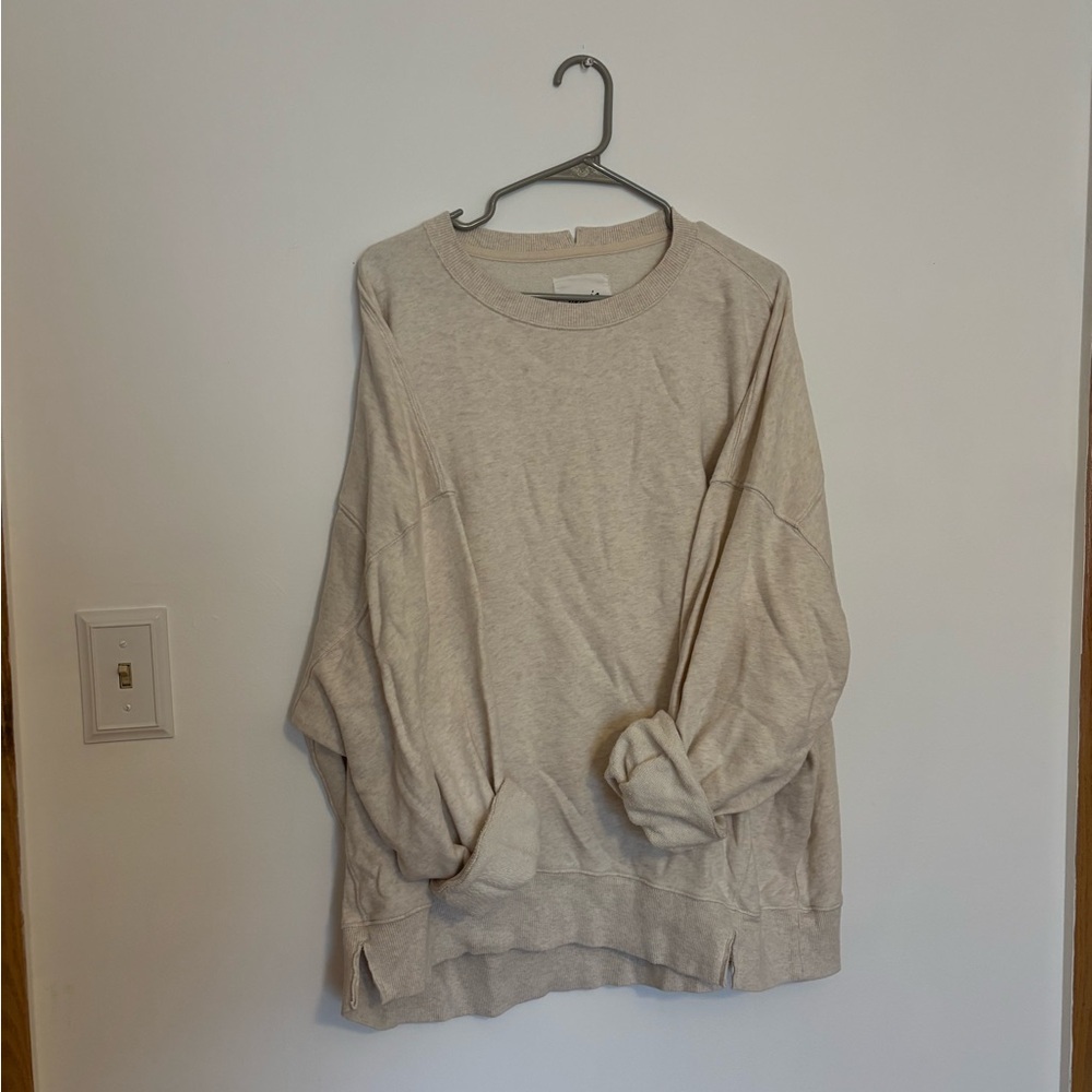 Aerie Light Beige Crew Neck Sweater